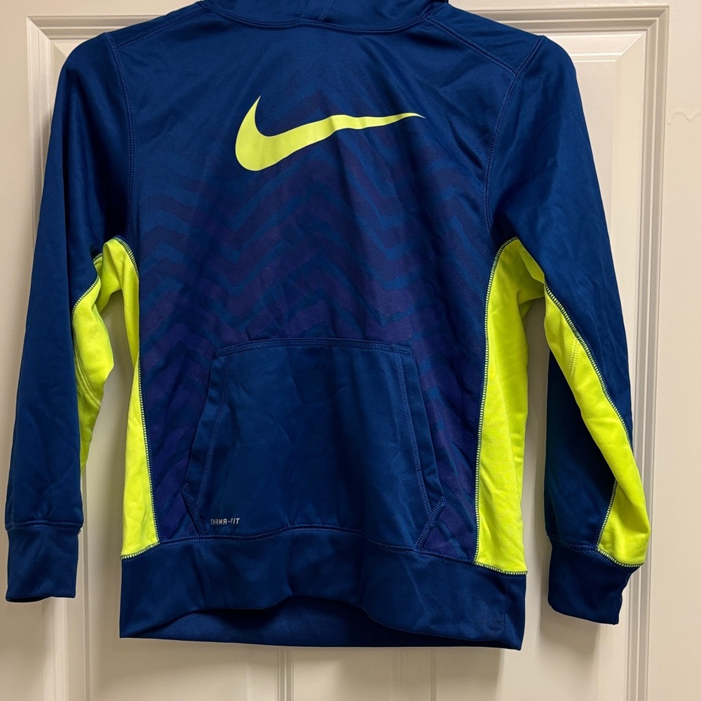 Nike Blue and Neon Yellow Hoodie
